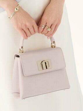 Furla 1927 Mini Top Handle Crossbody Bag Corolla Beige Gold Hardware Leather